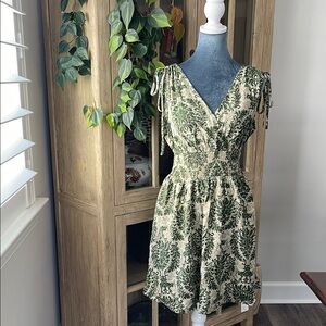 Floral Green and Cream Dress